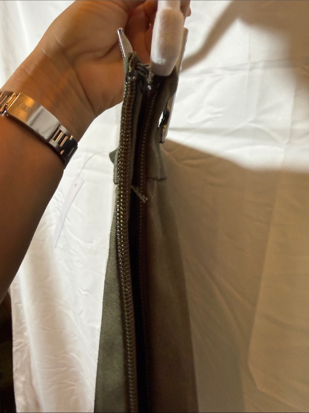 High-Rise Olive Green Button-Front Women’s Shorts - Picture 4 of 6